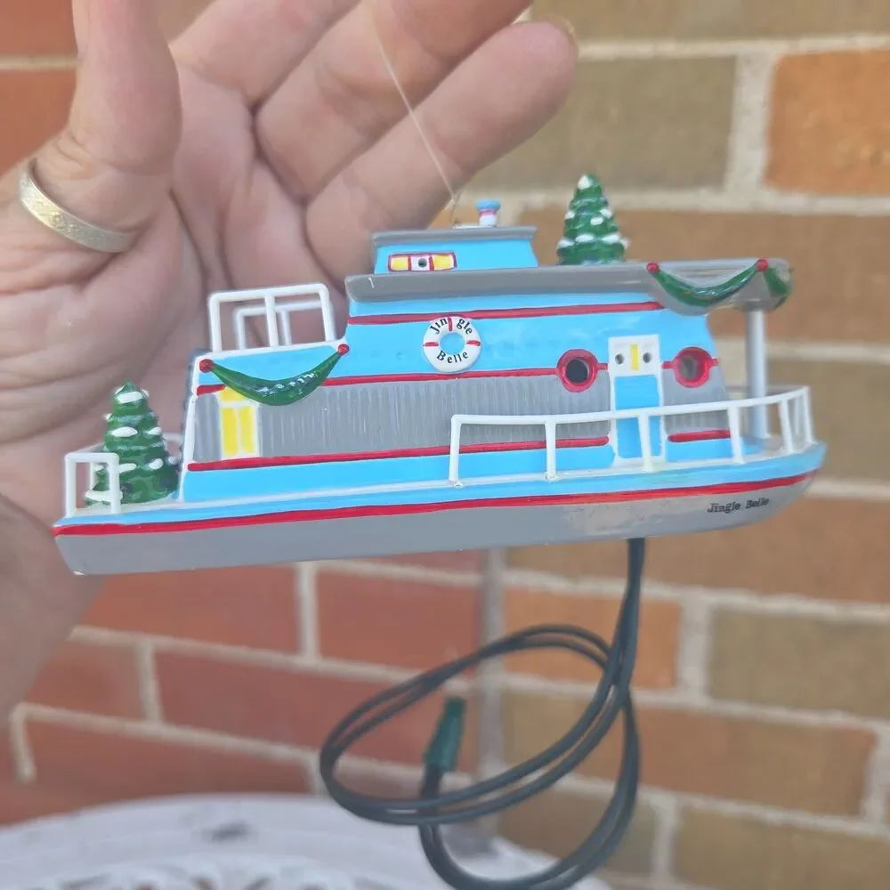 Vintage 1999 Department 56 Jingle Belle Houseboat Lighted Ornament 98648
